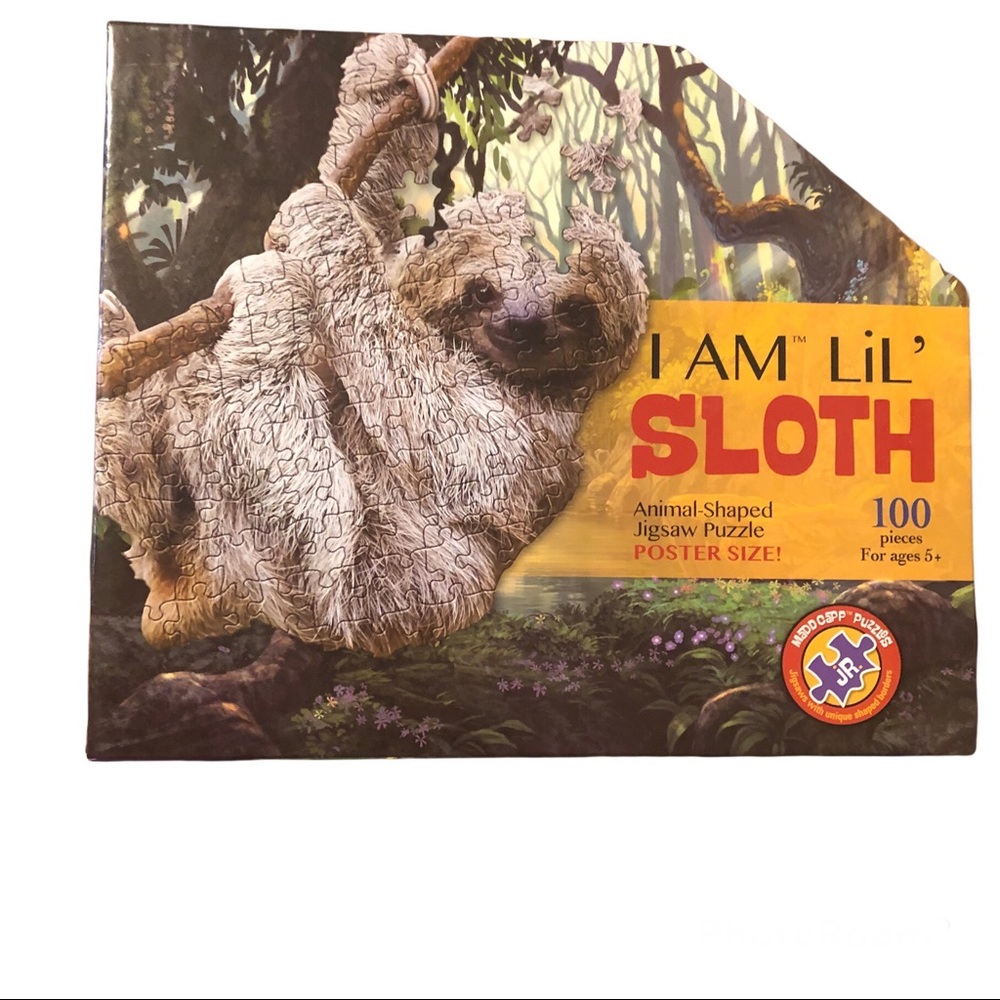 I Am Lil Sloth - Animal Shaped Jigsaw Puzzle - Poster Size Kids 5+